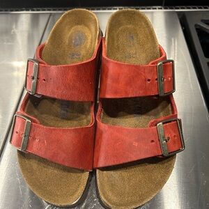 Birkenstock Women's Red Double-Buckle Arizona Sandals